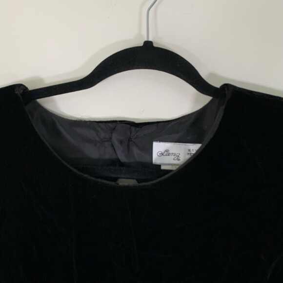 Lang Dress Women’s 4 Black Velvet Long Sleeve Mini Dress Shoulder Pads - Picture 4 of 12